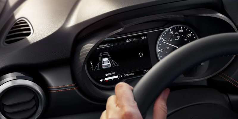 Dash board view of a Nissan Versa