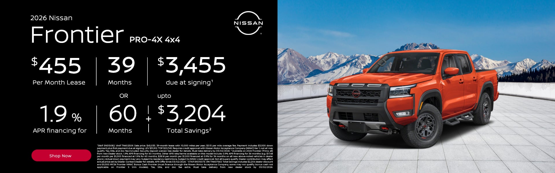 2026 Nissan Frontier PRO-4X 4x4 Offer