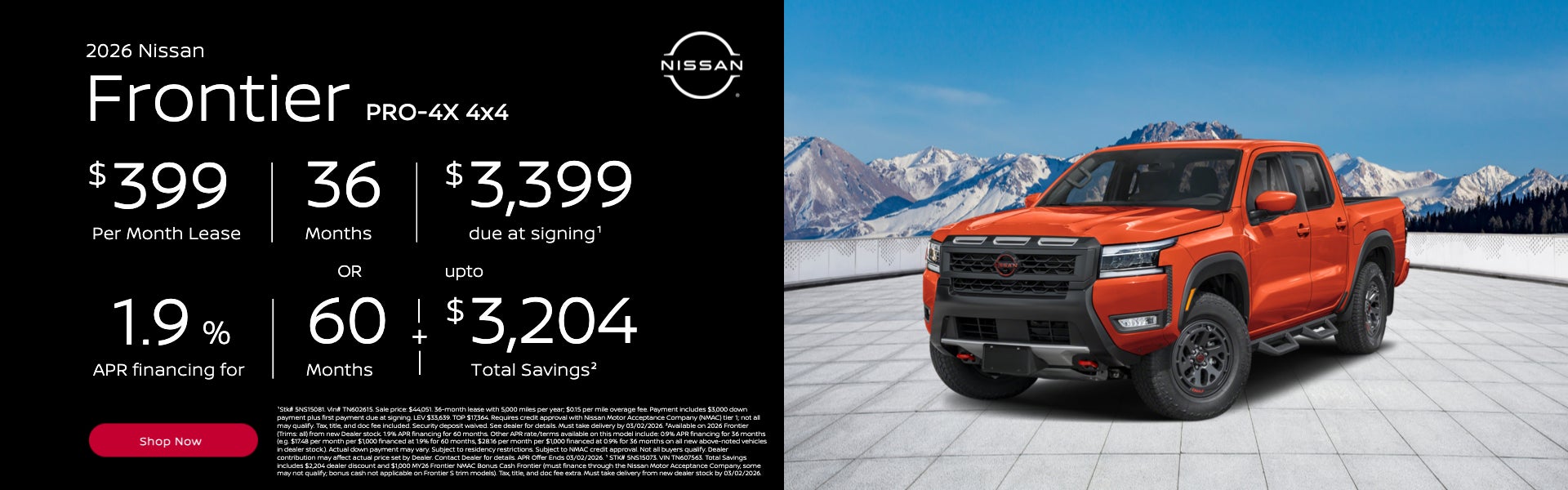 2026 Nissan Frontier PRO-4X 4x4 Offer