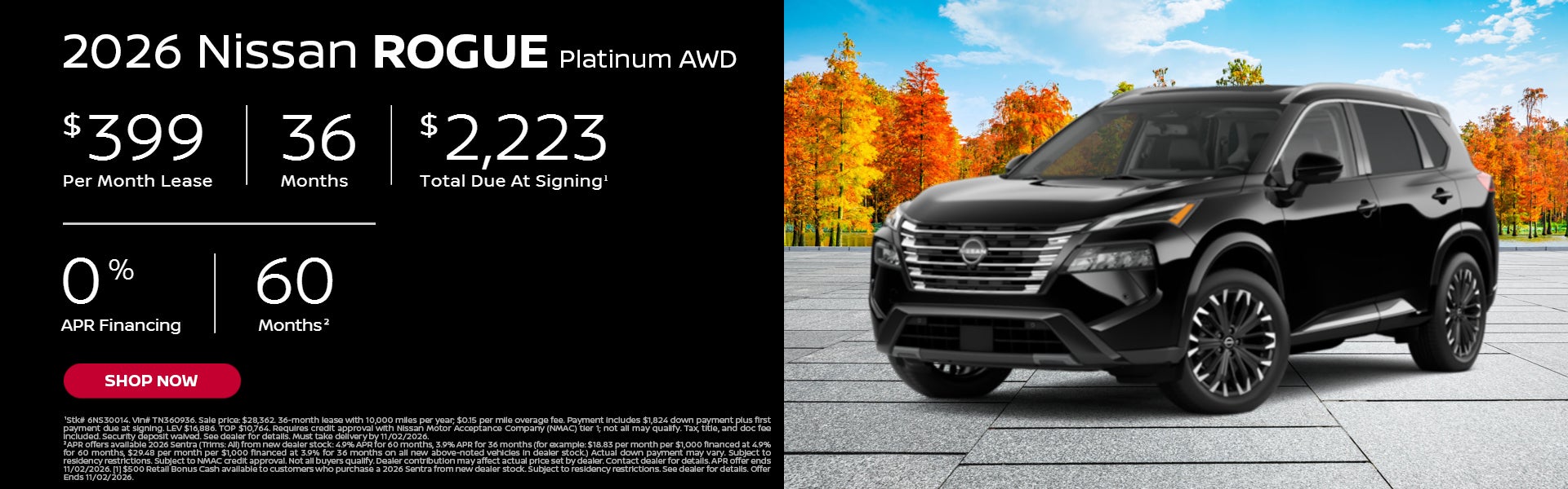 2026 Nissan Rogue Platinum AWD Monthly Special Offer